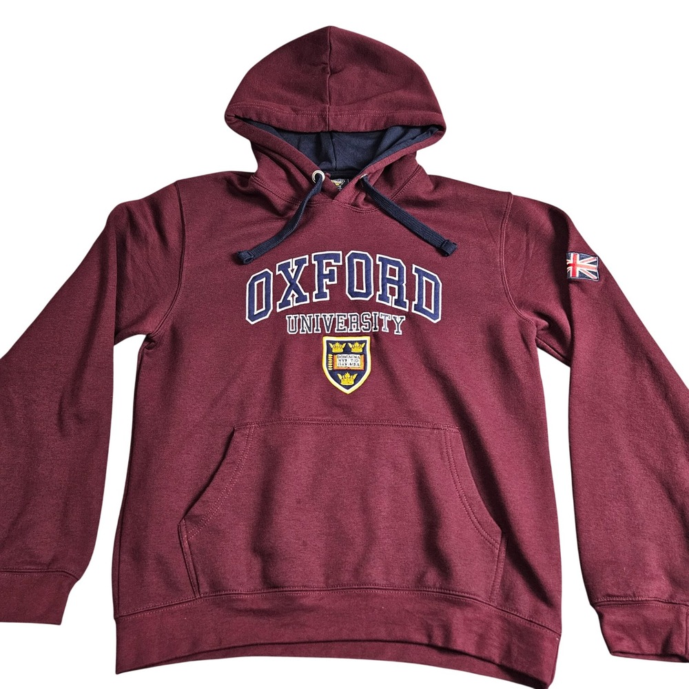 Oxford University‎ Hoodie L Burgundy Red Embroidered Collegiate Preppy